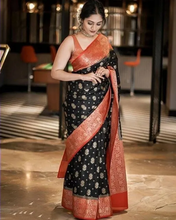 Black_Embellished_Bollywood_Jacquard_Saree_(Black)